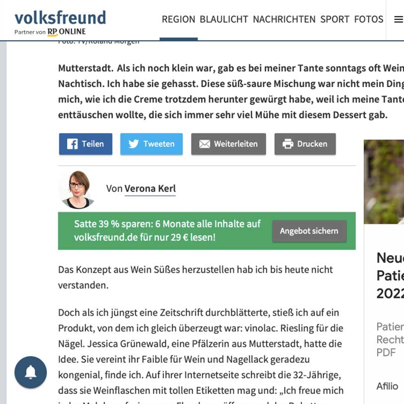 VINOLAC bei Volksfreund RP Online